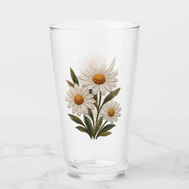 Bestickte Daisy-Blüte Glas (Vorderseite)