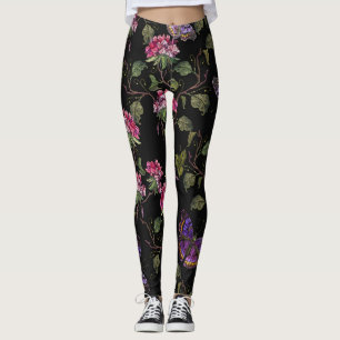 bestickte Datura-Blume: Botanische Kunst Leggings