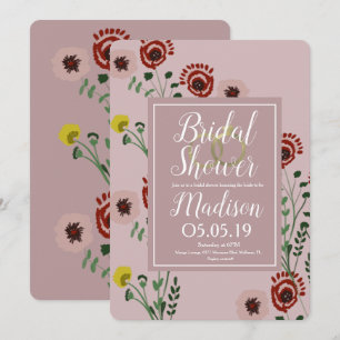 Bestickte florale Brautparty Vintage-Folienringe Einladung