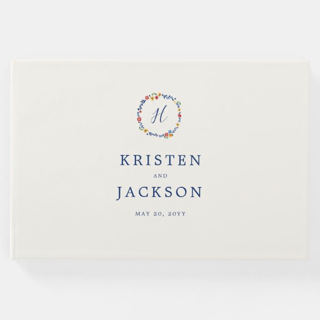 bestickte Florals Hochzeit Gästebuch (Vorderseite)