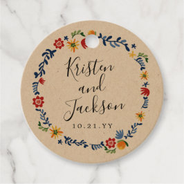 bestickte Florals Hochzeit Geschenkanhänger