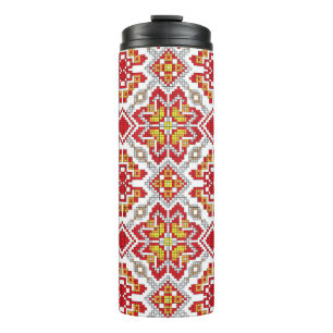 Bestickte handgefertigte Kreuzstich-Ethno-Ukraine  Thermosbecher