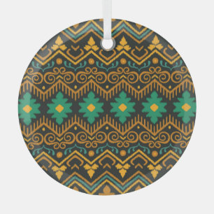 bestickte Ikat-Fabric Ethnic Design Ornament Aus Glas