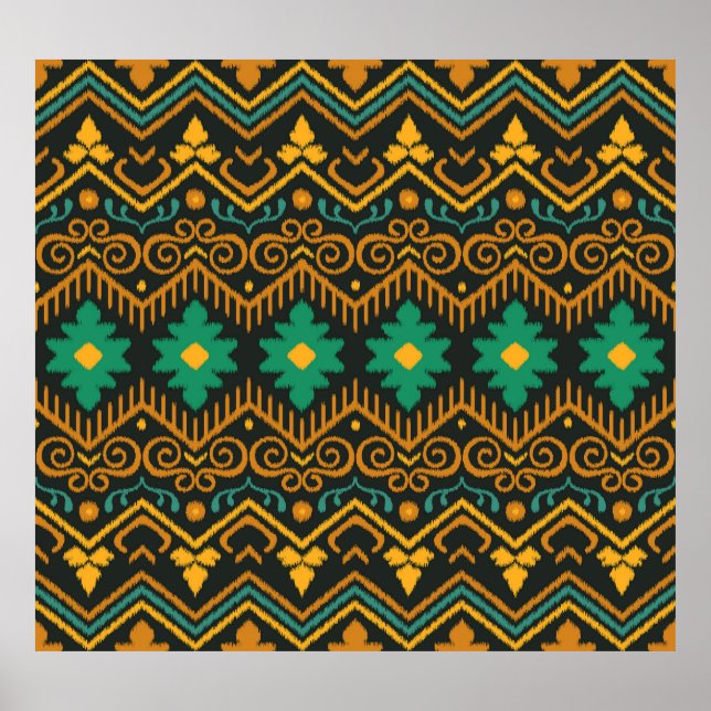 bestickte Ikat-Fabric Ethnic Design Poster (Vorne)