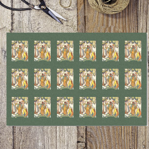 bestickte indische Textur Ladys in Forest Green Seidenpapier