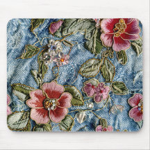 Bestickte Jewel Floral Denim Textur