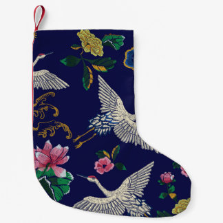 bestickte Krane und Blume, Vintag nahtlos p Kleiner Weihnachtsstrumpf