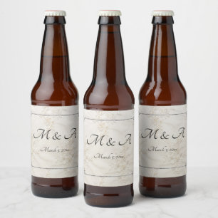 bestickte Lace Wedding Beer Bottle Labels Bierflaschenetikett