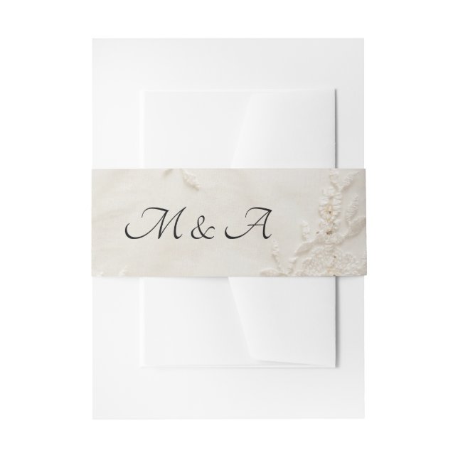 bestickte Lace Wedding Einladung Bauchband Einladungsbanderole (Vorderseite Beispiel)