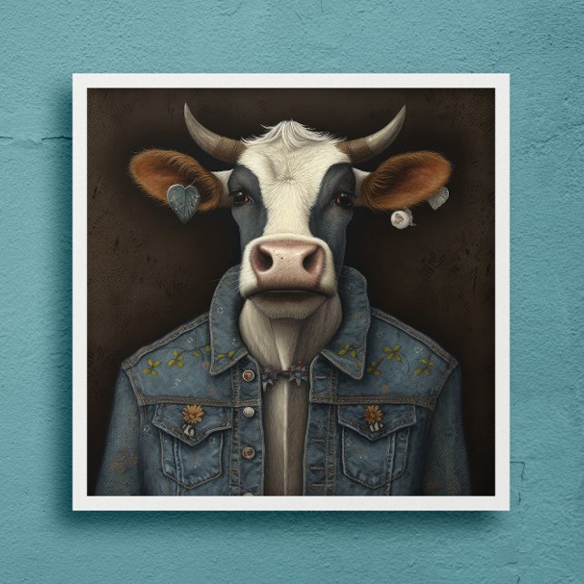 bestickte Moojacke - Funny Cow in einem Kostüm Poster (Von Creator hochgeladen)