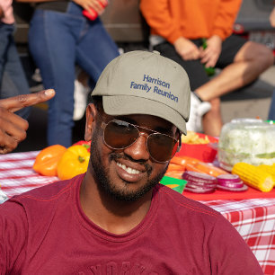 Bestickte Navy-Familientreffen-Name auf Khaki-Mütz Baseballkappe