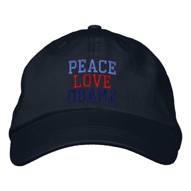bestickte Peace Liebe Obama Ball Cap Kappe (Vorderseite)