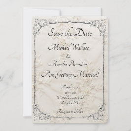 Bestickte Spitze Hochzeit Speichern Sie die Datums Save The Date