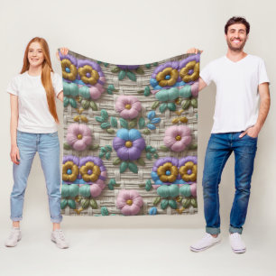 Bestickter Blumenstil Plüschig & Gemütlich Fleecedecke