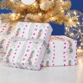 Bestickter lustiger Hase Ostern Geschenkpapier