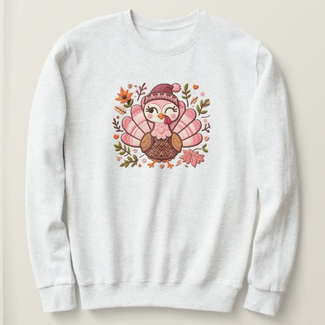 bestickter türkischer Erntedank Sweatshirt (Design vorne)