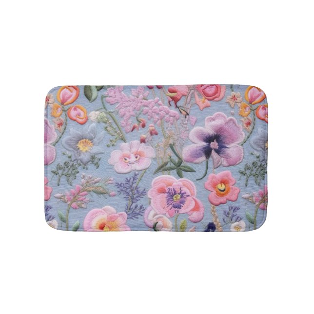 besticktes, florales, nahtloses Muster Badematte (Vorderseite)