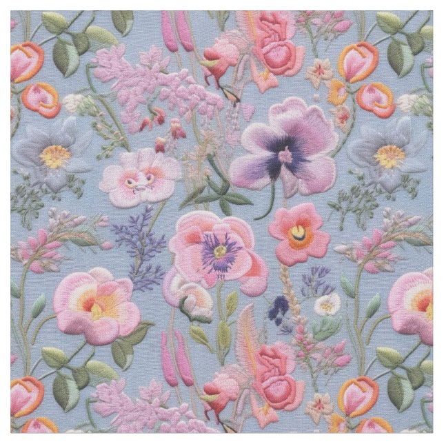 besticktes, florales, nahtloses Muster Stoff (Nahaufnahme)