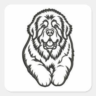 Besticktes Neufundländer-Emblem Quadratischer Aufkleber