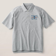 besticktes Polo-Shirt mit blauen Buchstaben