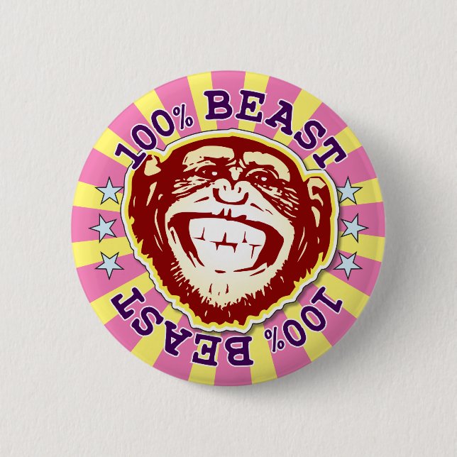 Bestie 100% Funny Funky Monkey Abzeichen Button (Vorderseite)