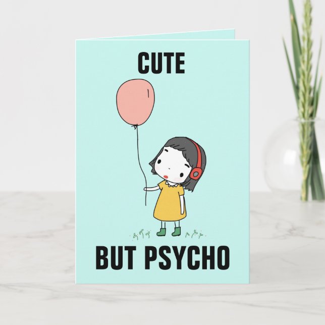 BESTIE BBF FUNNY NIEDLICH, ABER PSYCHO CARD KARTE (Vorderseite)