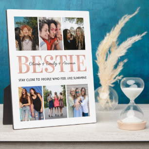 Bestie Best Friend White Foto Collage Plaque Fotoplatte
