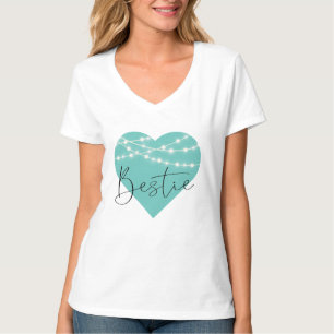 BESTIE BESTE FREUNDIN Aquamarine Herz String Light T-Shirt