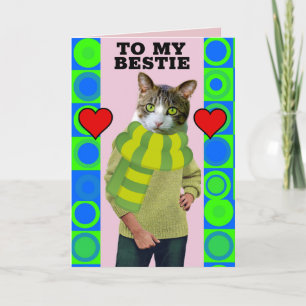 BESTIE BFF RETRO VALENTINSTAG-KATZEN-GRUSSKARTE KARTE