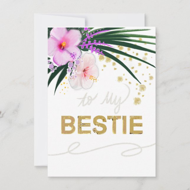 Bestie Card mit Blumen- und Goldakzenten (Vorderseite)