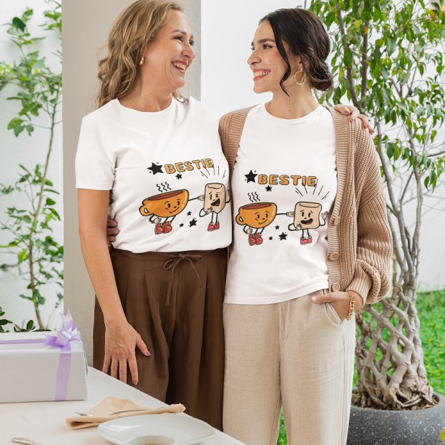 Bestie Cartoon T - Shirt - Niedlicher Kaffee & Mar ("Match, laugh & sip joy together ☕✨ The cutest tee for you & your bestie!"
#BestieTee #KawaiiStyle )