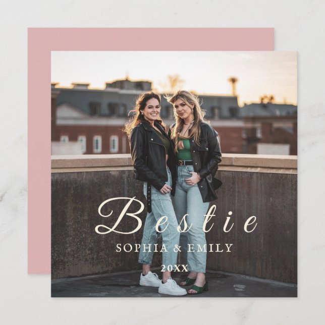 Bestie Collage Foto Einladung - Namen und Jahr (Vorne/Hinten)