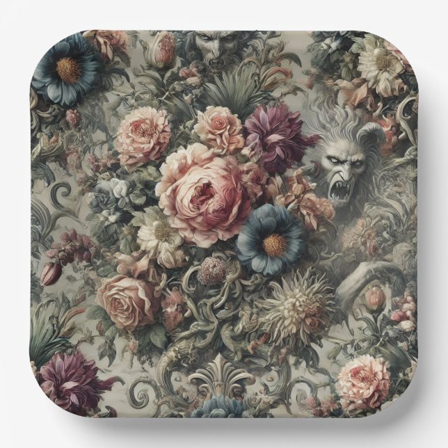 Bestie des Interstitiums – Gothic Floral Design Pappteller (Vorderseite)