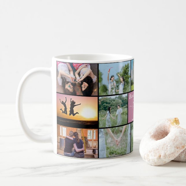 "Bestie Forever! 14-Foto Collage Coffee Tasse" Kaffeetasse (Mit Donut)