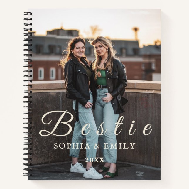 Bestie Foto Collage Notebook - Namen & Jahr Notizbuch (Vorderseite)