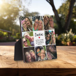 Bestie Foto Collage | Süßes Angebot Fotoplatte<br><div class="desc">Feiern Sie Ihre Freundschaft mit dieser wunderschönen, bestickten Foto-Plakette, die 8 quadratische Bilder von Ihnen und Ihrem besten Freund enthält, die Sie von Ihrem Telefon oder Computer herunterladen können. Es enthält ein herzliches Zitat: "Alles ist möglich, wenn man die richtigen Leute hat, um einen zu unterstützen." Jeder Text kann leicht...</div>