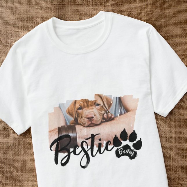 Bestie Pet's Modern Grunge Cool Name Foto Paw T-Shirt (Von Creator hochgeladen)