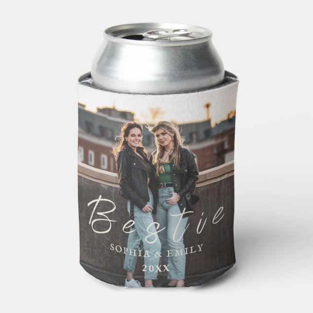 Bestie Photo Collage Can Cooler – Custom Name  Dosenkühler (Kanne Vorderseite)
