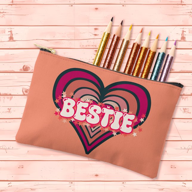 Bestie Retro Groove Heart Bags Zubehörtasche (Von Creator hochgeladen)