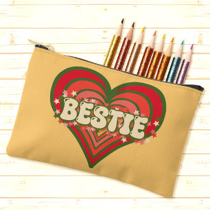 Bestie Retro Liebe Herzbeutel Zubehörtasche