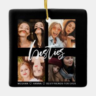 Besties 4 Foto bester Freund Schwarz-Ornament Keramikornament
