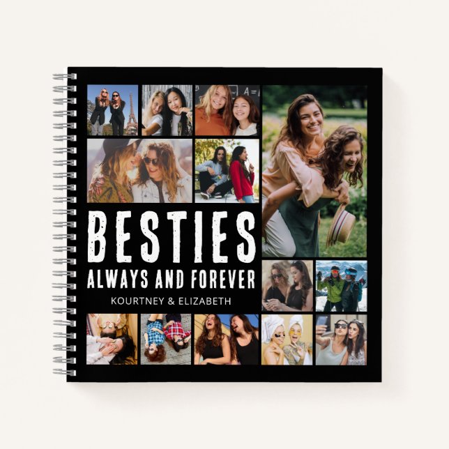 Besties Always & Forever Foto Collage Notebook Notizbuch (Vorderseite)