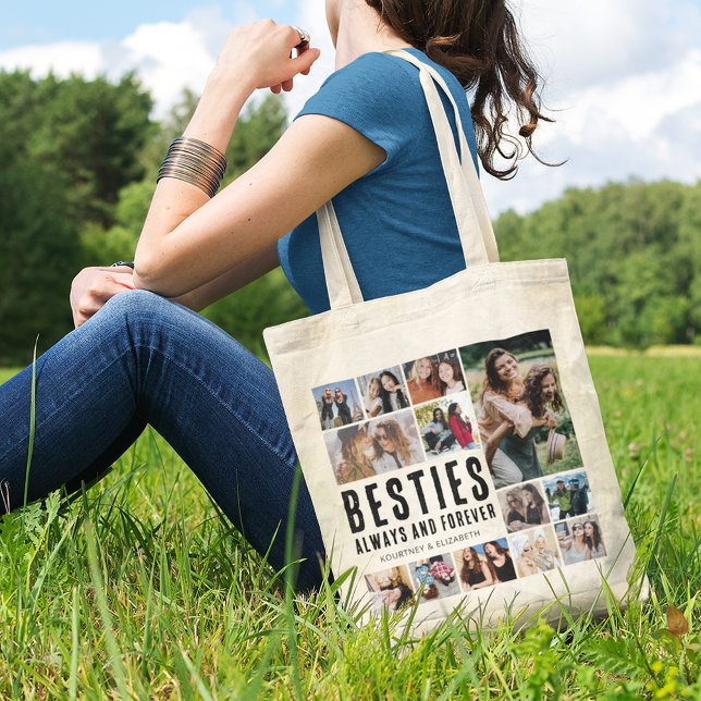 Besties Always & Forever Foto Collage Tote Bag Tragetasche (Von Creator hochgeladen)
