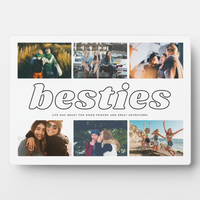 Besties Best Friend Quote Foto Collage Fotoplatte (Vorderseite)