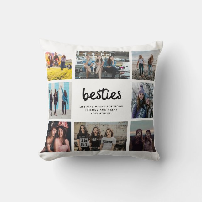 Besties Best Friend Quote Foto Collage Kissen (Vorderseite)