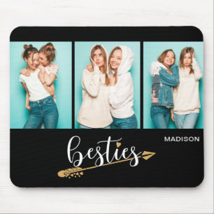 Besties Best Friends Drei Fotos Personalisierter N Mousepad