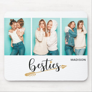 Besties Best Friends Drei Fotos Personalisierter N Mousepad