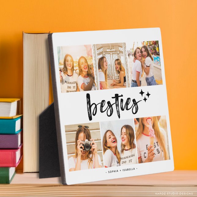 Besties Best Friends Foto Collage Fotoplatte (Best Friends Plaque is shown in 5.25 x 5.25 inches.)