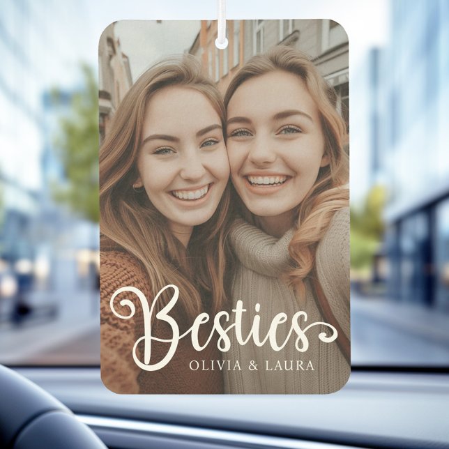 Besties best friends individuellen Namens Foto Autolufterfrischer (Besties best friends custom names photo air freshener)