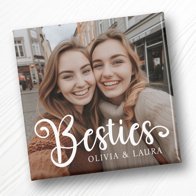 Besties best friends individuellen Namens Foto Magnet (Besties best friends custom names photo magnet)